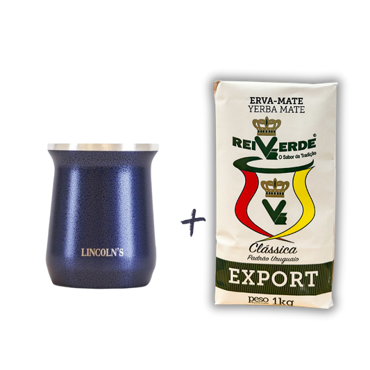 Mate de Acero Inoxidable + Yerba Mate Rei Verde Clásica 1kg gratis