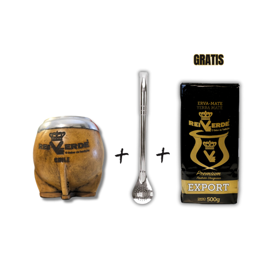 Mate Rei Verde + Bombilla Acero Inox Premium + Yerba Rei Verde Premium GRATIS